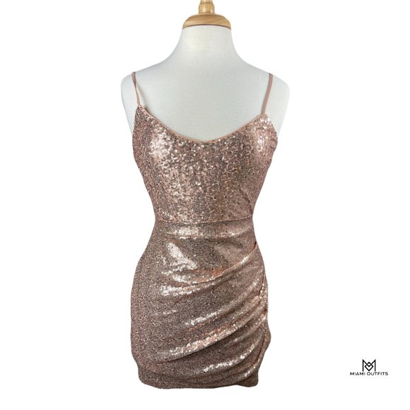 Sexy Women Sequins Dress Hollow Out Mini Dress Bandage Bodycon Party Clubwear - Picture 1 of 4